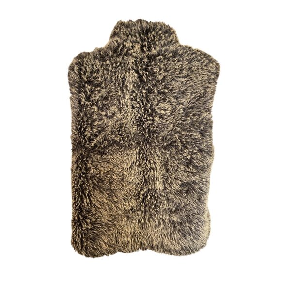 FU DA Faux Fur Vest Women’s M  Brown  Reversible Shaggy Sleeveless Jacket Boho - Picture 3 of 10